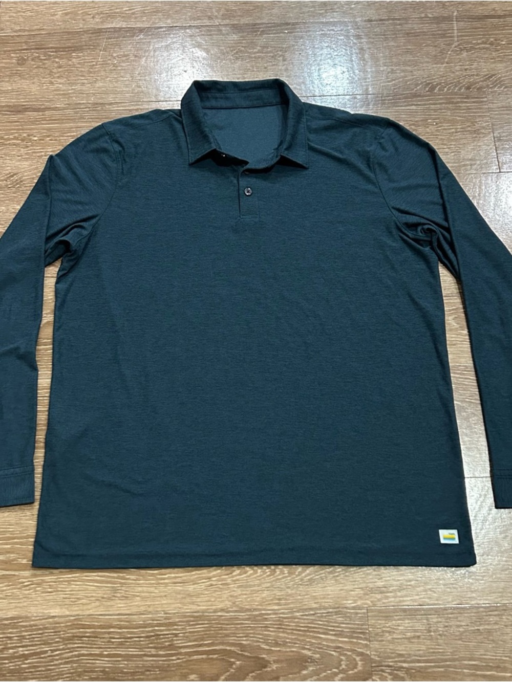 Vuori Long Sleeve Strato Tech Polo Shirt Mens L Navy Heather Stretch Relaxed Fit